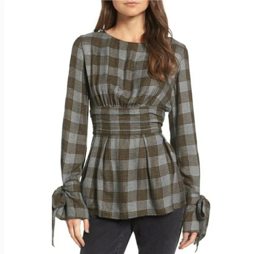 Something Navy Checkered Gingham Treasure Bond Top - image 1